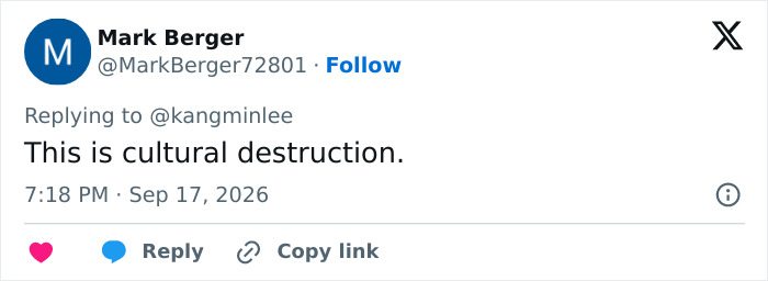 A social media post expressing strong disapproval, indicating religious backlash against a female director's fantasy adaptation.