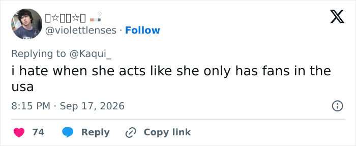 A social media post by @violettlenses criticizing Miley Cyrus for an elitist announcement, infuriating fans again.
