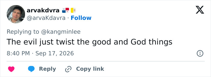 A social media post with a critical comment, reflecting religious backlash towards a female director's fantasy adaptation.