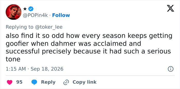 Viewer compares Lizzie Borden series to Dahmer for tone shift Viewer compares Lizzie Borden series to Dahmer for tone shift