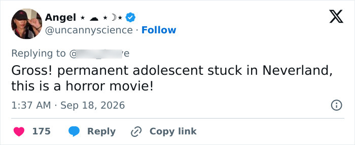 A social media user's post about Ariana Grande expresses worry and calls her appearance 'a horror movie.'