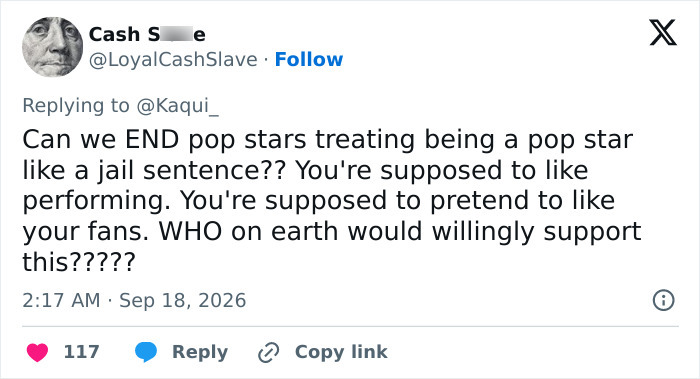 A tweet from a fan expressing anger and frustration over Miley Cyrus's elitist announcement.