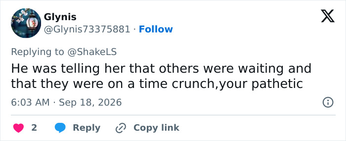 A Twitter post by Glynis defending Prince William's public behavior towards Kate Middleton, citing a time crunch.