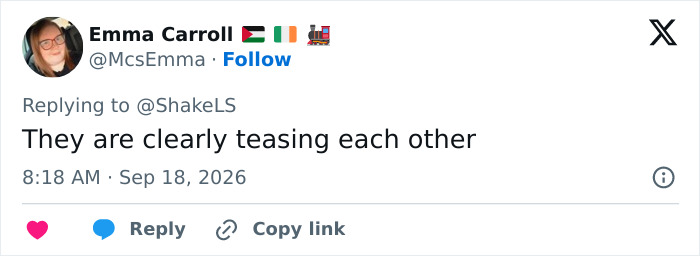 Screenshot of a tweet by Emma Carroll regarding Prince William's public behavior towards Kate Middleton.