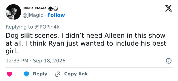 Tweet criticizing disturbing scenes in Lizzie Borden series and Aileen's inclusion Tweet criticizing disturbing scenes in Lizzie Borden series and Aileen's inclusion