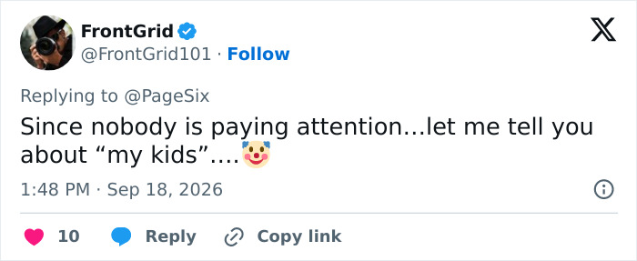 FrontGrid tweet: Prince Harry addresses kids schooling, stating, 'Since nobody is paying attention...let me tell you about "my kids"....'
