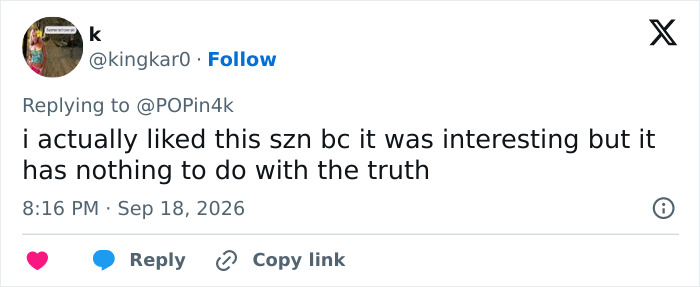 Tweet expressing interest in Lizzie Borden series but noting it lacks truth Tweet expressing interest in Lizzie Borden series but noting it lacks truth