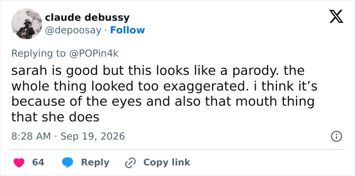 A tweet arguing that a Hollywood A-lister playing a disturbing criminal looks like an exaggerated parody. A tweet arguing that a Hollywood A-lister playing a disturbing criminal looks like an exaggerated parody.