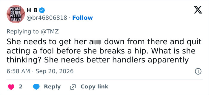 Tweet criticizing Celine Dion's comeback and calling for better handlers due to her health battle Tweet criticizing Celine Dion's comeback and calling for better handlers due to her health battle