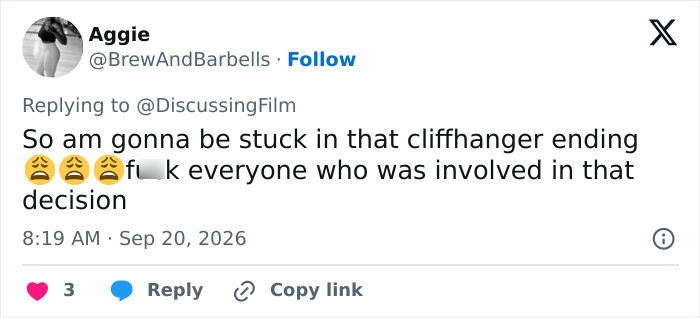 Social media reaction showing furious backlash as Amazon cancels female-centric show, complaining about a cliffhanger.