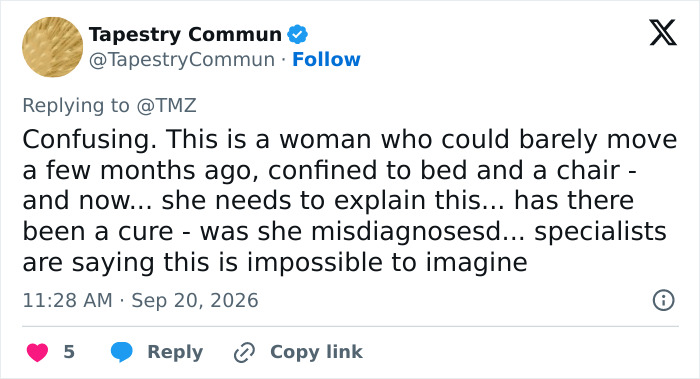 Tweet confused about Celine Dion's recovery and possible misdiagnosis Tweet confused about Celine Dion's recovery and possible misdiagnosis