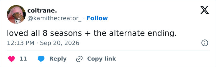 A social media post from a fan of the hit show loving the alternate ending A social media post from a fan of the hit show loving the alternate ending