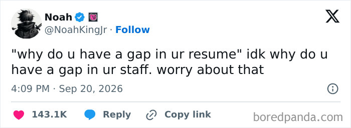 Funny tweets about resume gaps and staff gaps during interviews