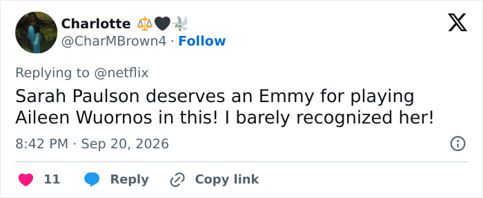 A tweet admiring Sarah Paulson as a disturbing criminal, demanding an Emmy A tweet admiring Sarah Paulson as a disturbing criminal, demanding an Emmy
