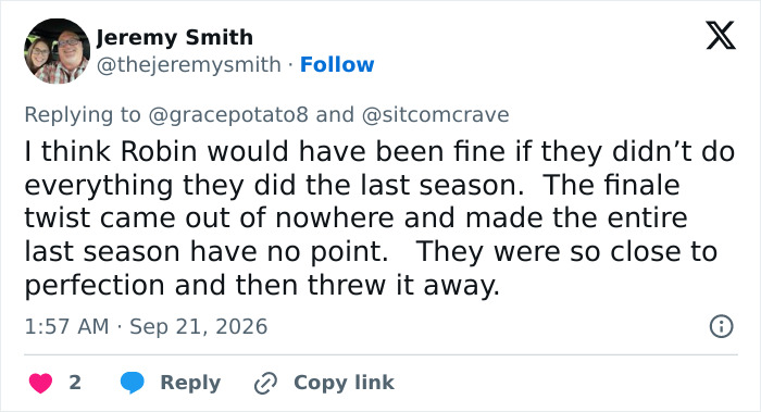 A social media post about Robin from the hit show How I Met Your Mother A social media post about Robin from the hit show How I Met Your Mother