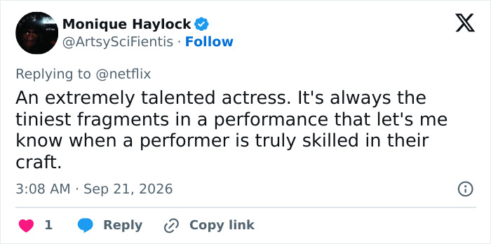 A social media comment praising an actress, related to two Hollywood A-Listers who played this disturbing criminal A social media comment praising an actress, related to two Hollywood A-Listers who played this disturbing criminal