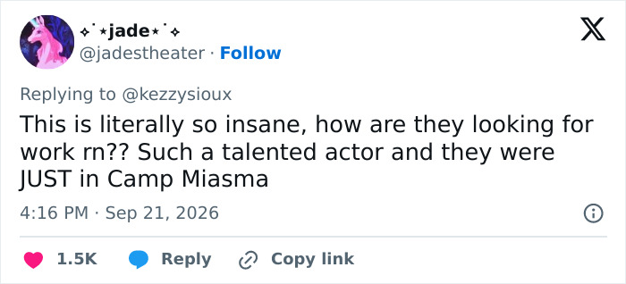 Social media post supporting a trans actor seeking work in Hollywood Social media post supporting a trans actor seeking work in Hollywood