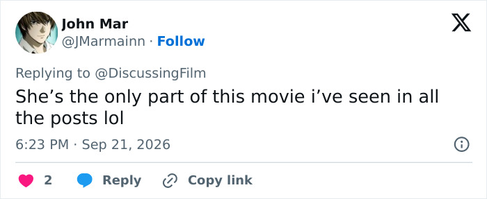 A fan post online talking about a Hollywood actress’ physique and her appearance in a new movie. A fan post online talking about a Hollywood actress’ physique and her appearance in a new movie.