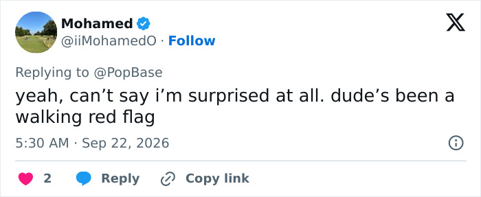 A social media comment about Looksmaxxing influencer Clavicular calling him a walking red flag. A social media comment about Looksmaxxing influencer Clavicular calling him a walking red flag.