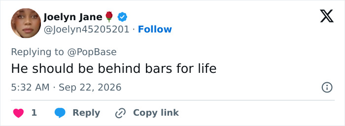 A tweet by Joelyn Jane stating looksmaxxing influencer Clavicular should be behind bars. A tweet by Joelyn Jane stating looksmaxxing influencer Clavicular should be behind bars.