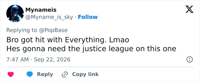 A tweet by Mynameis commenting on the charges against looksmaxxing influencer Clavicular. A tweet by Mynameis commenting on the charges against looksmaxxing influencer Clavicular.