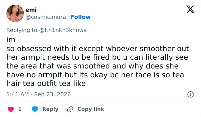 A user post discussing Taylor Swift photo editing controversies online. A user post discussing Taylor Swift photo editing controversies online.