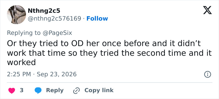 A social post speculating about an OD, related to Hayden Panettiere A social post speculating about an OD, related to Hayden Panettiere