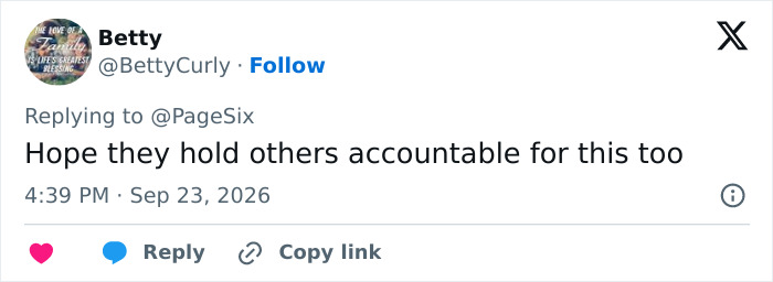 A social media comment about accountability regarding Hayden Panettiere's case. A social media comment about accountability regarding Hayden Panettiere's case.