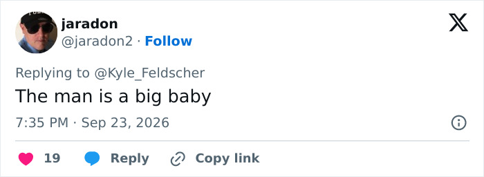 A comment calling the viral husband a big baby regarding his treatment of wife A comment calling the viral husband a big baby regarding his treatment of wife