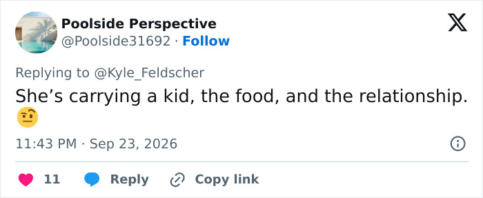 Tweet on wife carrying the kid and food, critiquing the viral husband treatment of wife Tweet on wife carrying the kid and food, critiquing the viral husband treatment of wife