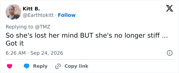Tweet commenting on Celine Dion's change from stiffness in her illness during comeback Tweet commenting on Celine Dion's change from stiffness in her illness during comeback