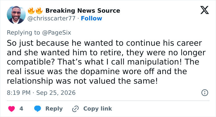 Tweet discussing Tom Brady and Gisele's relationship and career conflict Tweet discussing Tom Brady and Gisele's relationship and career conflict