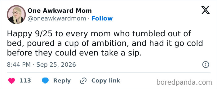 A social media post by One Awkward Mom, illustrating funny moments when parents vented on social media.