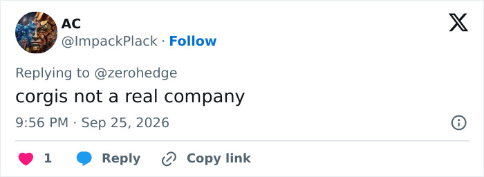 Tweet claiming Corgi is not a real company after startup chaos
