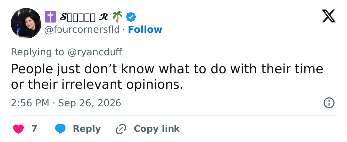 Tweet about people wasting time on irrelevant opinions