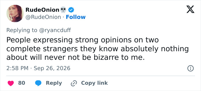 Tweet about people forming opinions on strangers