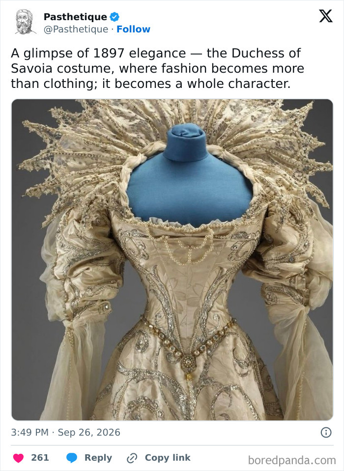 Elegant 1897 Duchess of Savoia costume highlighting history and culture
