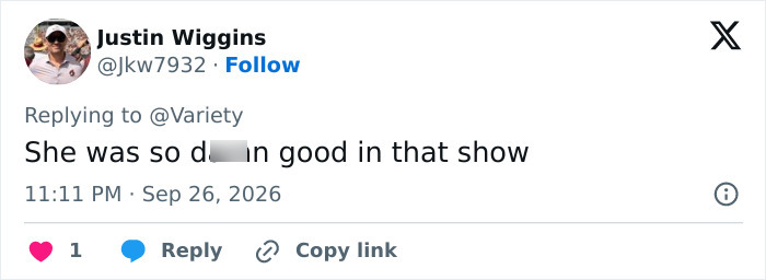 A user post praising a Hollywood actress for her performance in Shameless intimate scenes A user post praising a Hollywood actress for her performance in Shameless intimate scenes