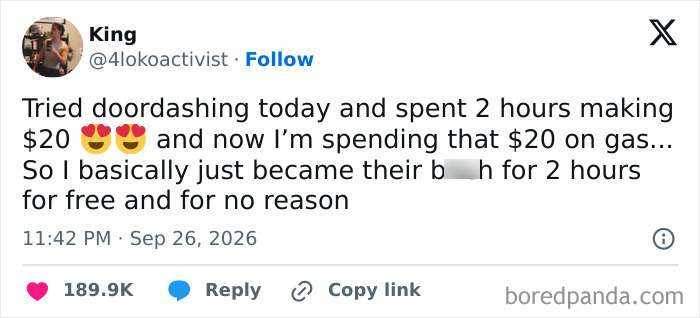 Funny tweets about an unprofitable Doordash experience