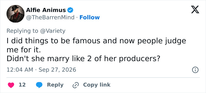 A social media comment regarding a Hollywood actress known for Shameless intimate scenes A social media comment regarding a Hollywood actress known for Shameless intimate scenes