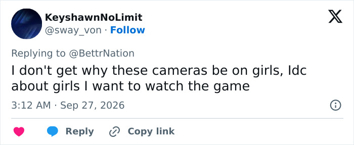 A public reaction tweet about the viral blonde from Florida-Ole Miss game broadcast.