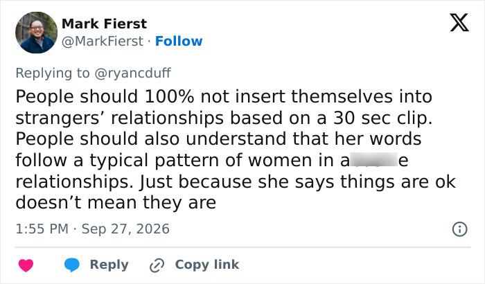 Tweet on not judging relationships from viral clips