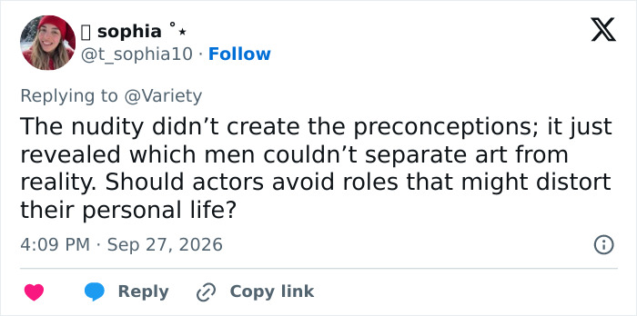 A social media discussion about a Hollywood actress and how Shameless intimate scenes affected her life A social media discussion about a Hollywood actress and how Shameless intimate scenes affected her life