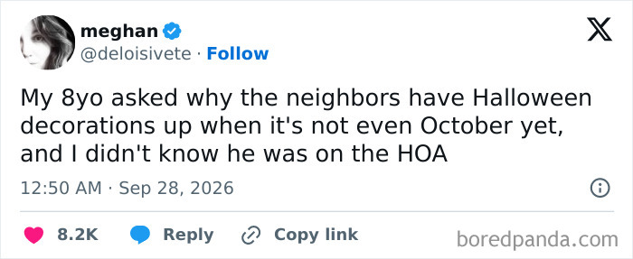 A social media post where parents vented about an 8-year-old behaving like an HOA member.