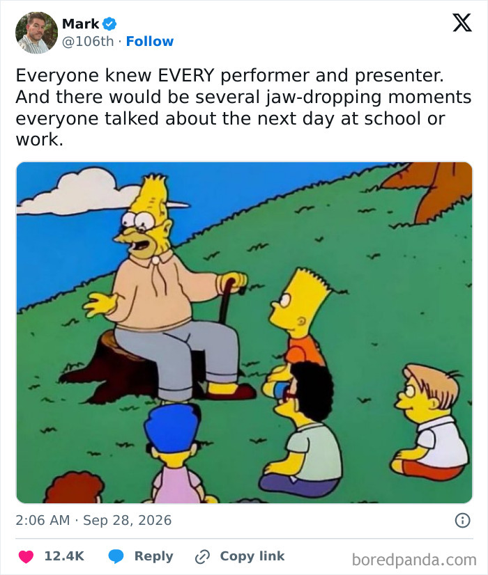 The Simpsons Grandpa meme about old music shows for VMAs 2026 memes