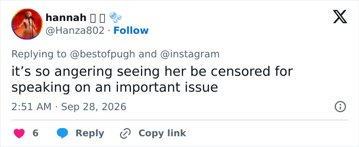 Twitter user commenting on Florence Pugh being censored on Instagram Twitter user commenting on Florence Pugh being censored on Instagram