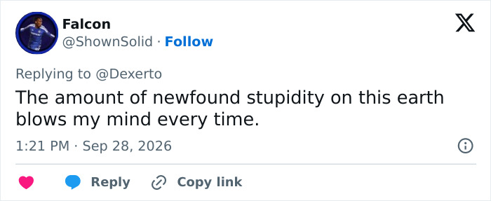 A Tweet by Falcon expressing disbelief regarding comments on the mysterious influencer
