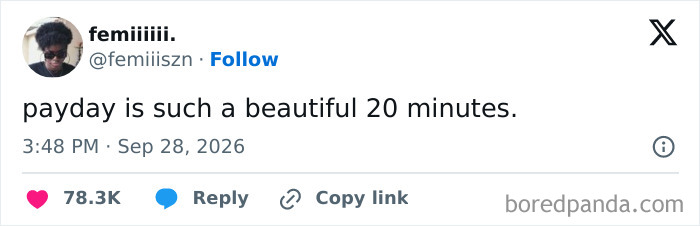 Funny tweets about payday lasting only 20 minutes