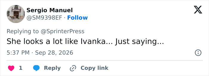 X user commenting on the appearance of Trump Aide Natalie Harp.
