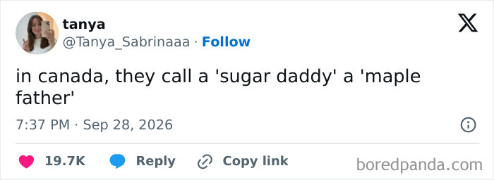 Funny tweets joke about Canadian sugar daddies